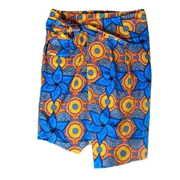 Ashro African print bright assymetrical wrap tie skirt 18W dopamine Afrocentric - Picture 1 of 5